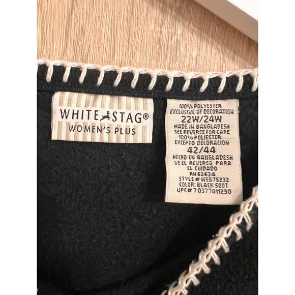 White Stag Womens Pullover 22/24W Christmas Embroidered Sequin Fleece Sweater - Picture 3 of 5